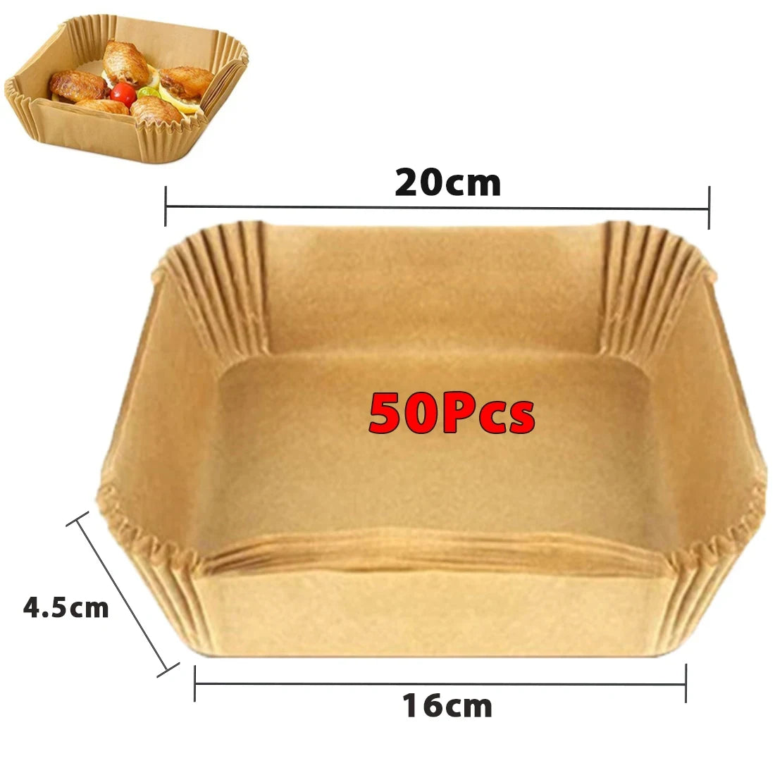 HomeTaste Air Fryer Paper Liners – 50/100pcs Non-Stick Disposable Sheets