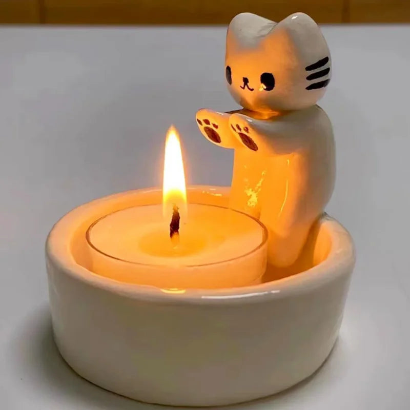 Cute Kitten Candle Holder – Creative Ceramic Decor by HomeTaste