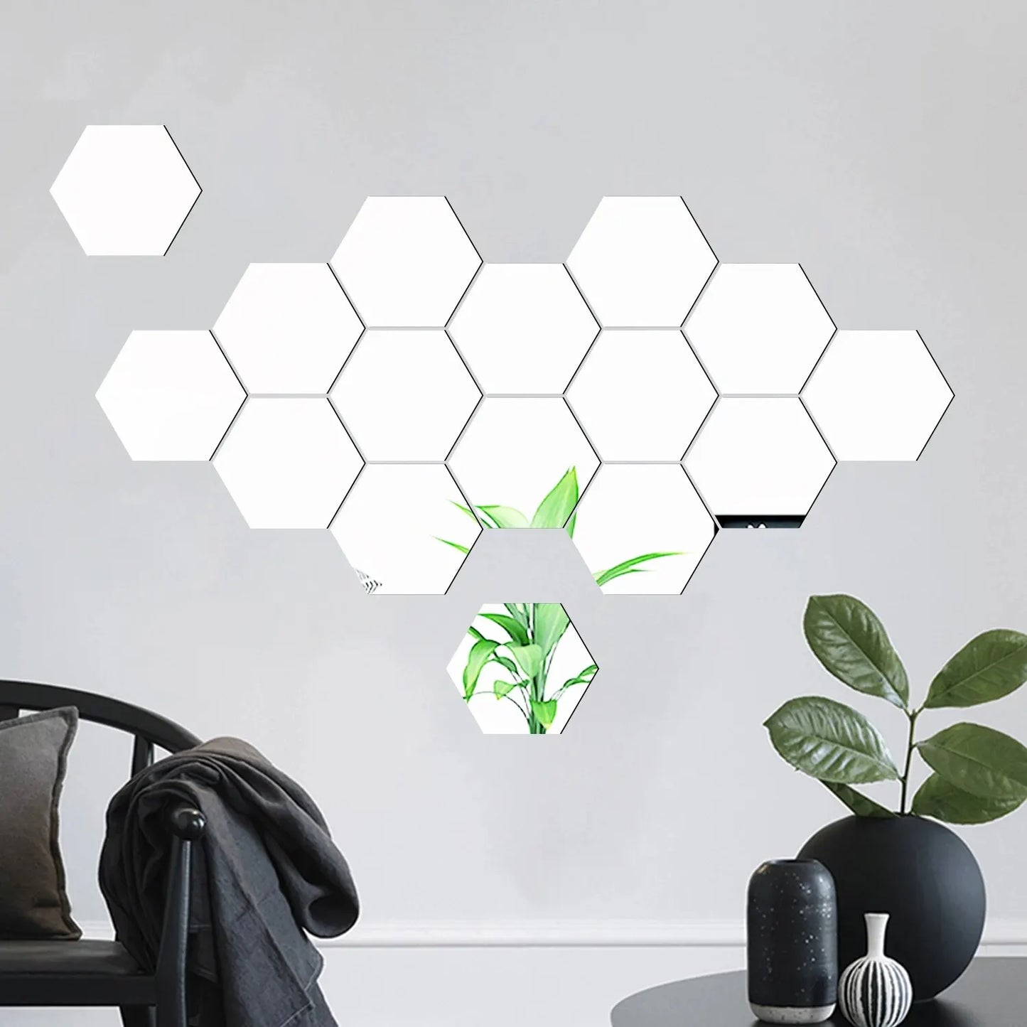 HomeTaste – 12PCS Hexagonal Mirror Wall Stickers