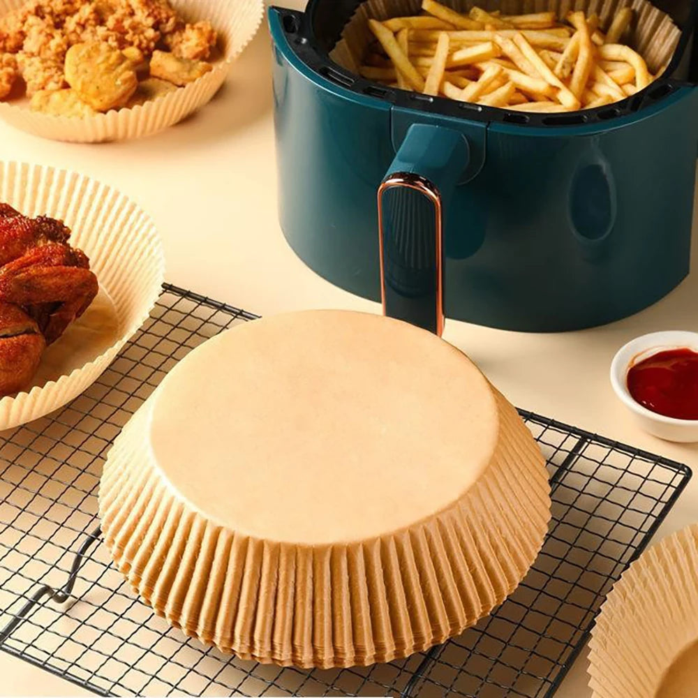 HomeTaste Air Fryer Paper Liners – 50/100pcs Non-Stick Disposable Sheets