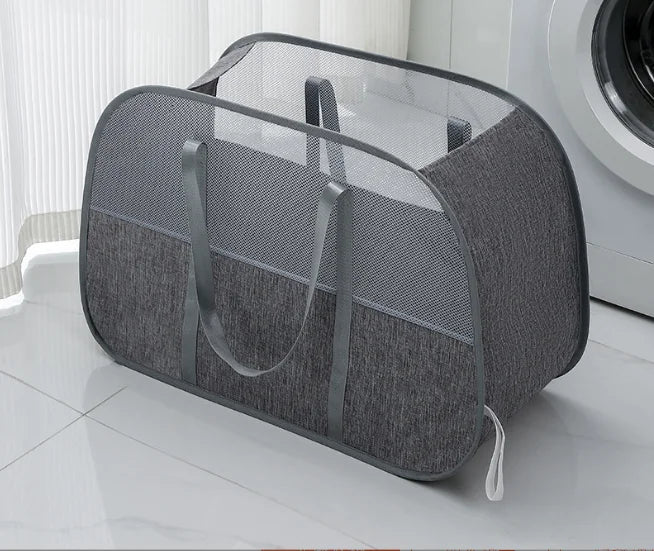 HomeTaste™ Foldable Mesh Laundry Basket – Large Capacity Storage