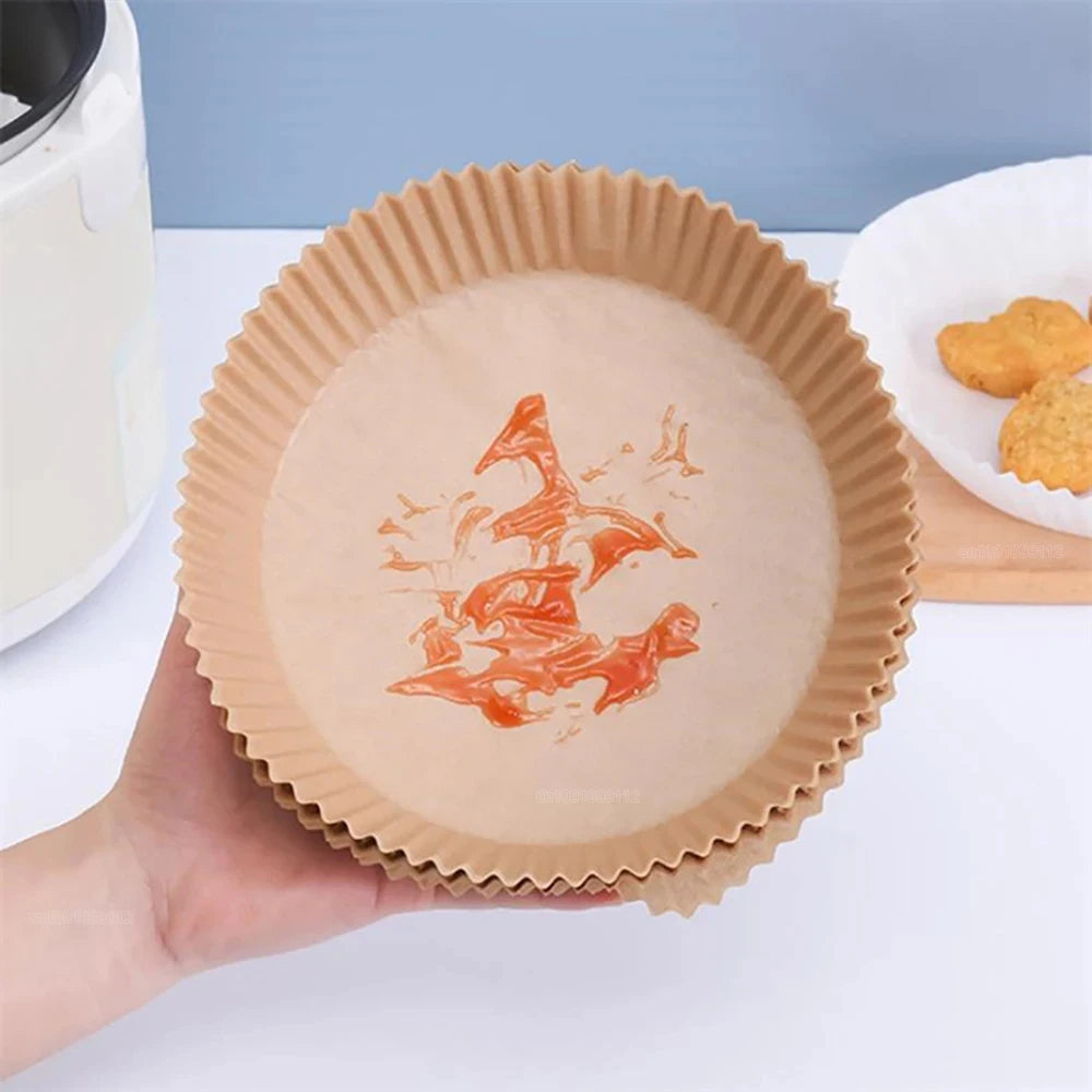 HomeTaste Air Fryer Paper Liners – 50/100pcs Non-Stick Disposable Sheets