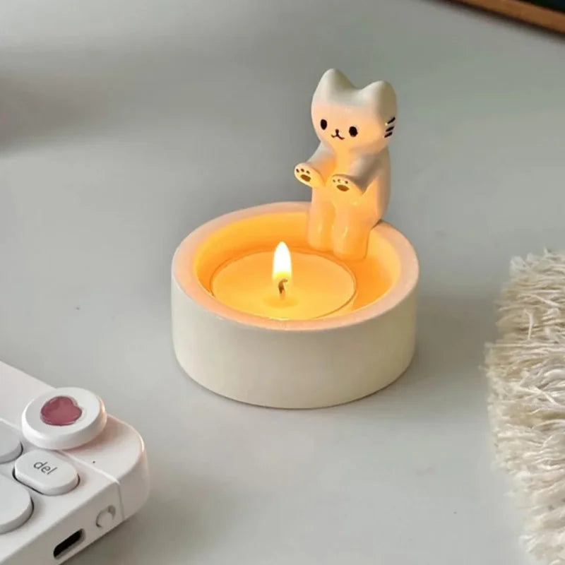 Cute Kitten Candle Holder – Creative Ceramic Decor by HomeTaste
