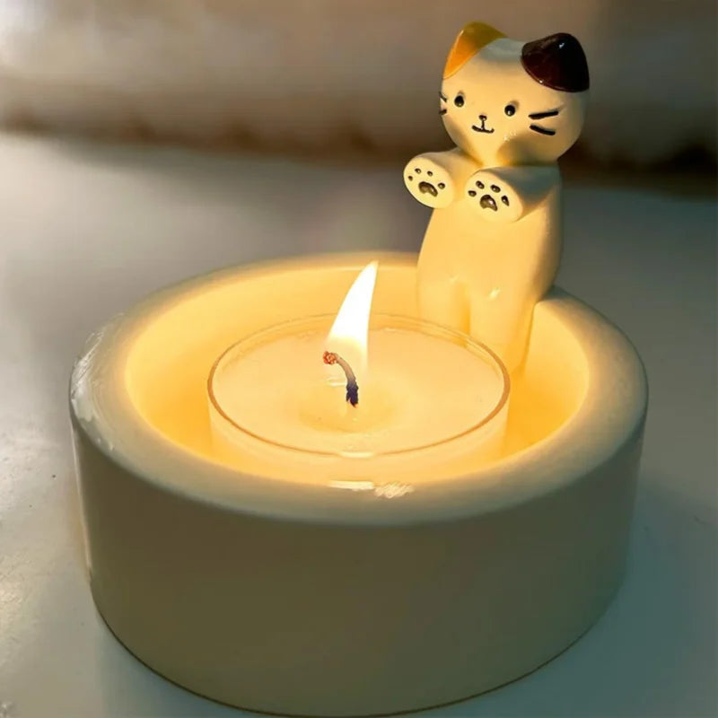 Cute Kitten Candle Holder – Creative Ceramic Decor by HomeTaste