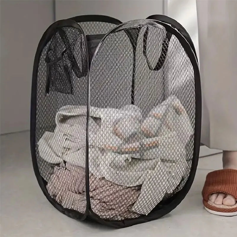 HomeTaste™ Foldable Mesh Laundry Basket – Large Capacity Storage
