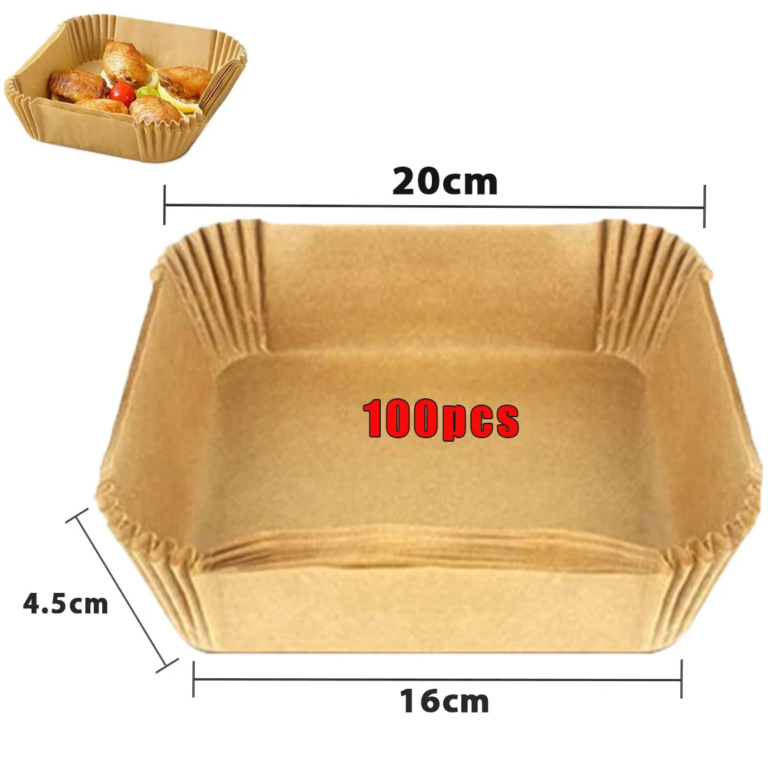 HomeTaste Air Fryer Paper Liners – 50/100pcs Non-Stick Disposable Sheets