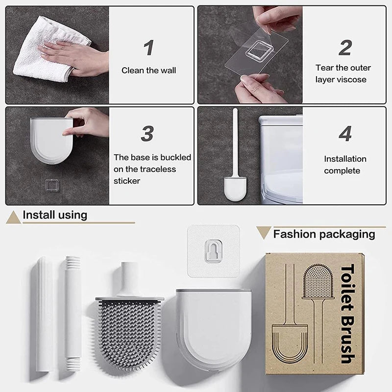 HomeTaste – Wall-Mounted Silicone Toilet Brush