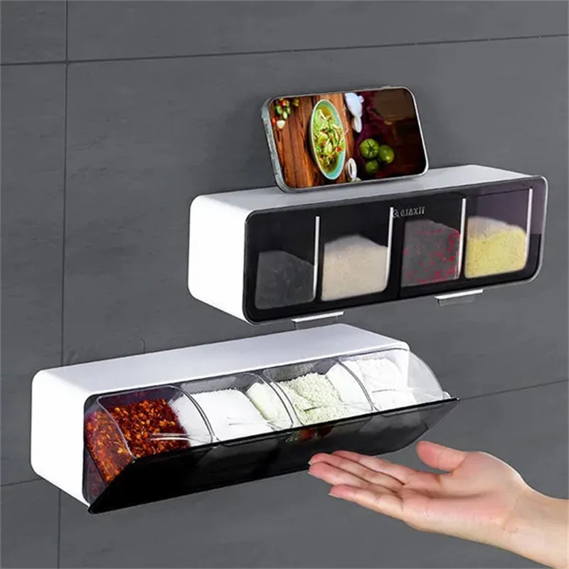 HomeTaste – 4-in-1 Wall-Mounted Seasoning Box
