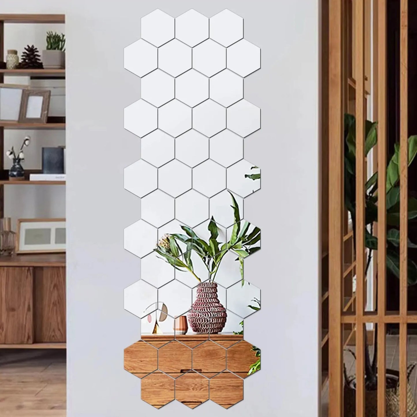 HomeTaste – 12PCS Hexagonal Mirror Wall Stickers