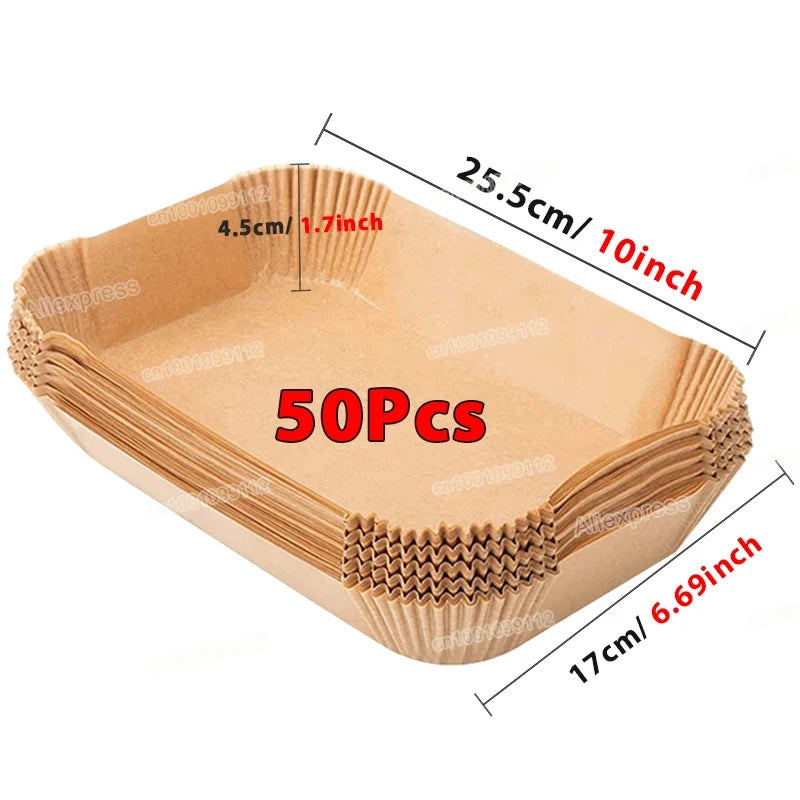 HomeTaste Air Fryer Paper Liners – 50/100pcs Non-Stick Disposable Sheets