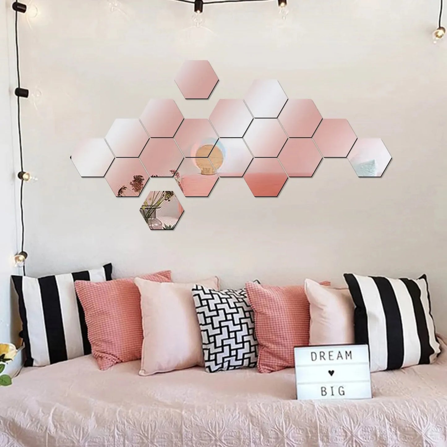 HomeTaste – 12PCS Hexagonal Mirror Wall Stickers