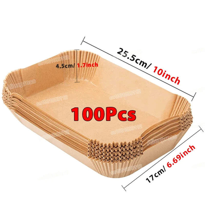 HomeTaste Air Fryer Paper Liners – 50/100pcs Non-Stick Disposable Sheets