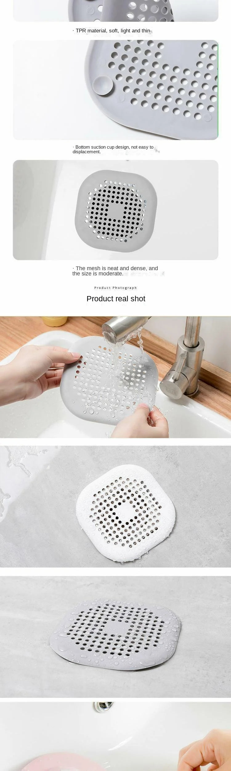 HomeTaste Silicone Drain Cover – Hair Filter & Odor Blocker