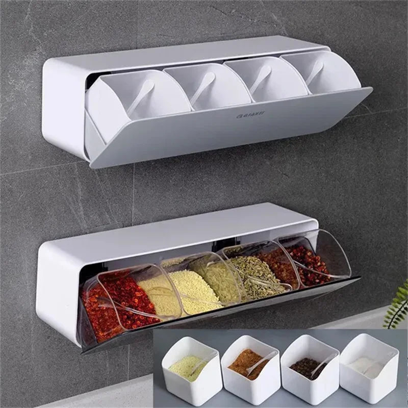 HomeTaste – 4-in-1 Wall-Mounted Seasoning Box
