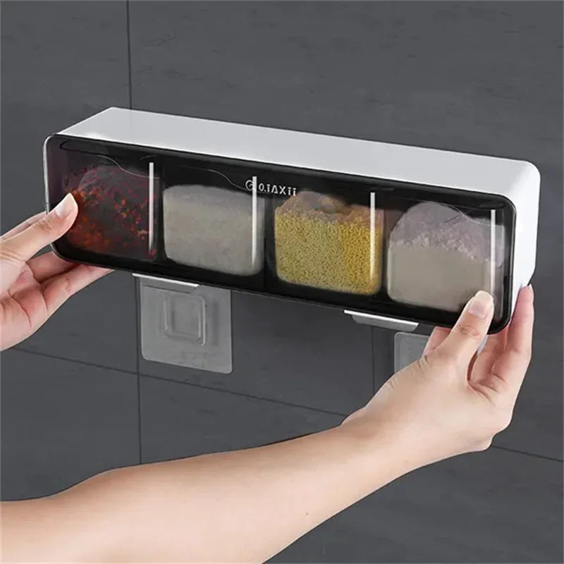 HomeTaste – 4-in-1 Wall-Mounted Seasoning Box