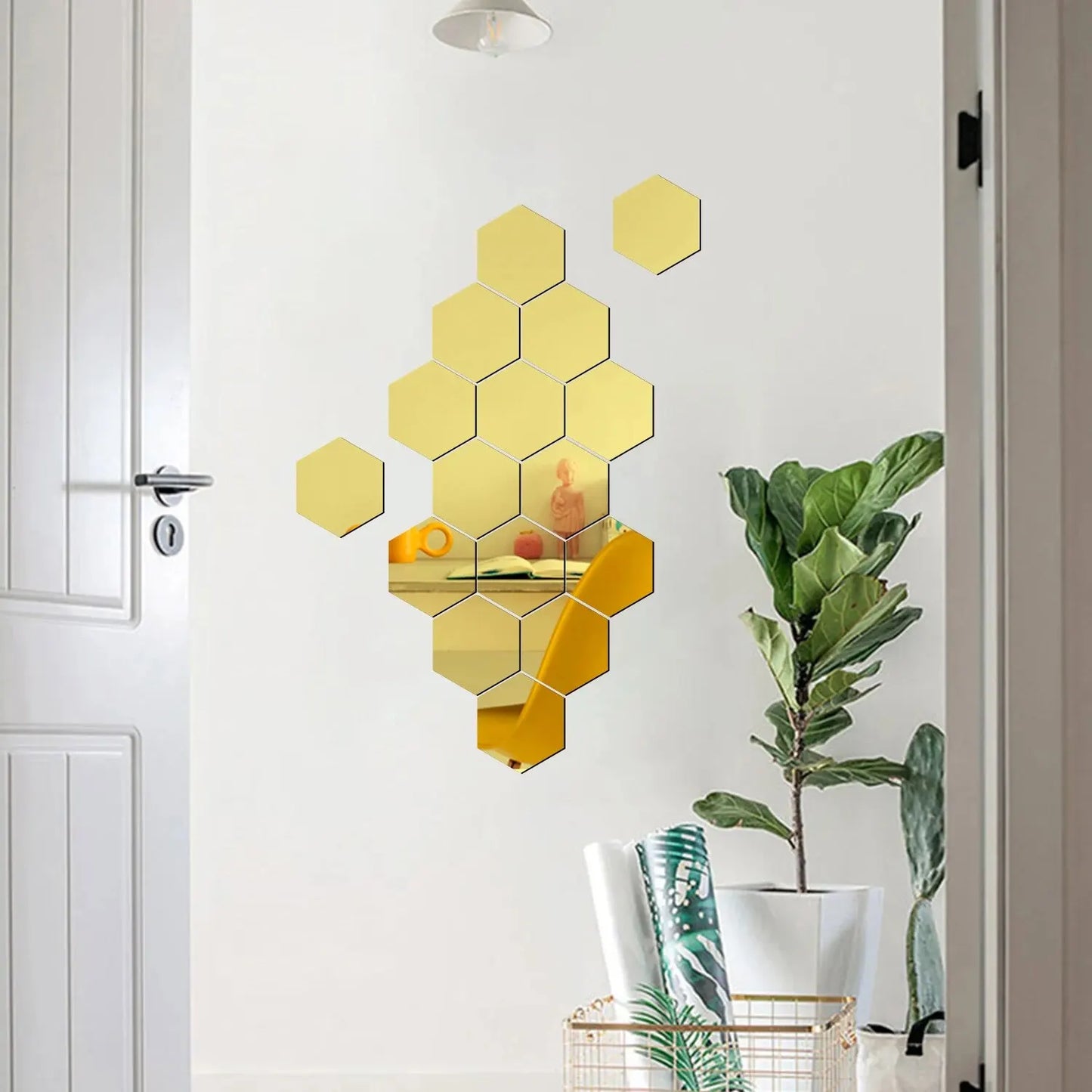 HomeTaste – 12PCS Hexagonal Mirror Wall Stickers