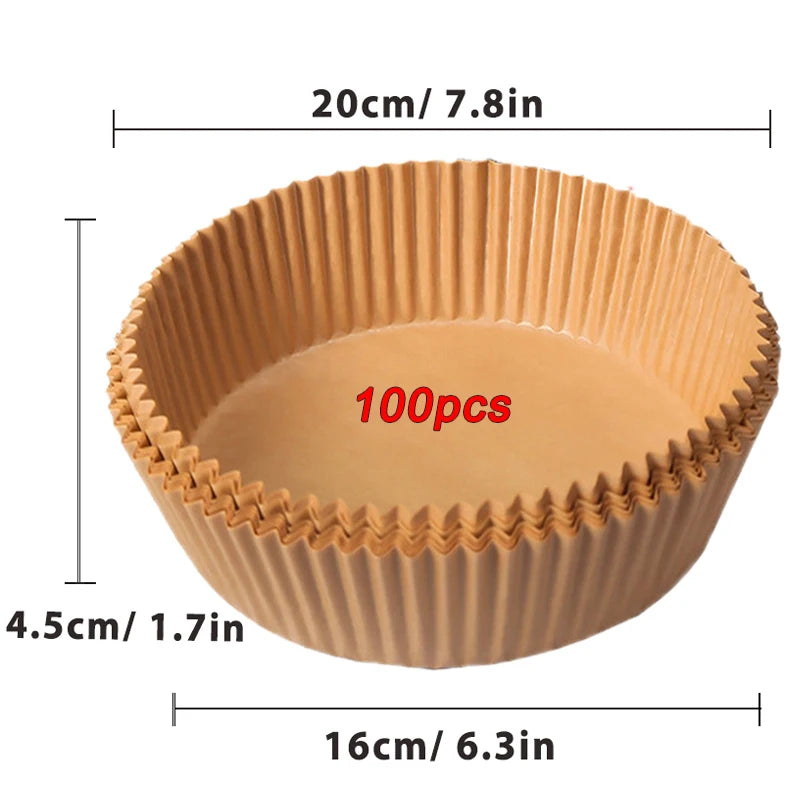 HomeTaste Air Fryer Paper Liners – 50/100pcs Non-Stick Disposable Sheets